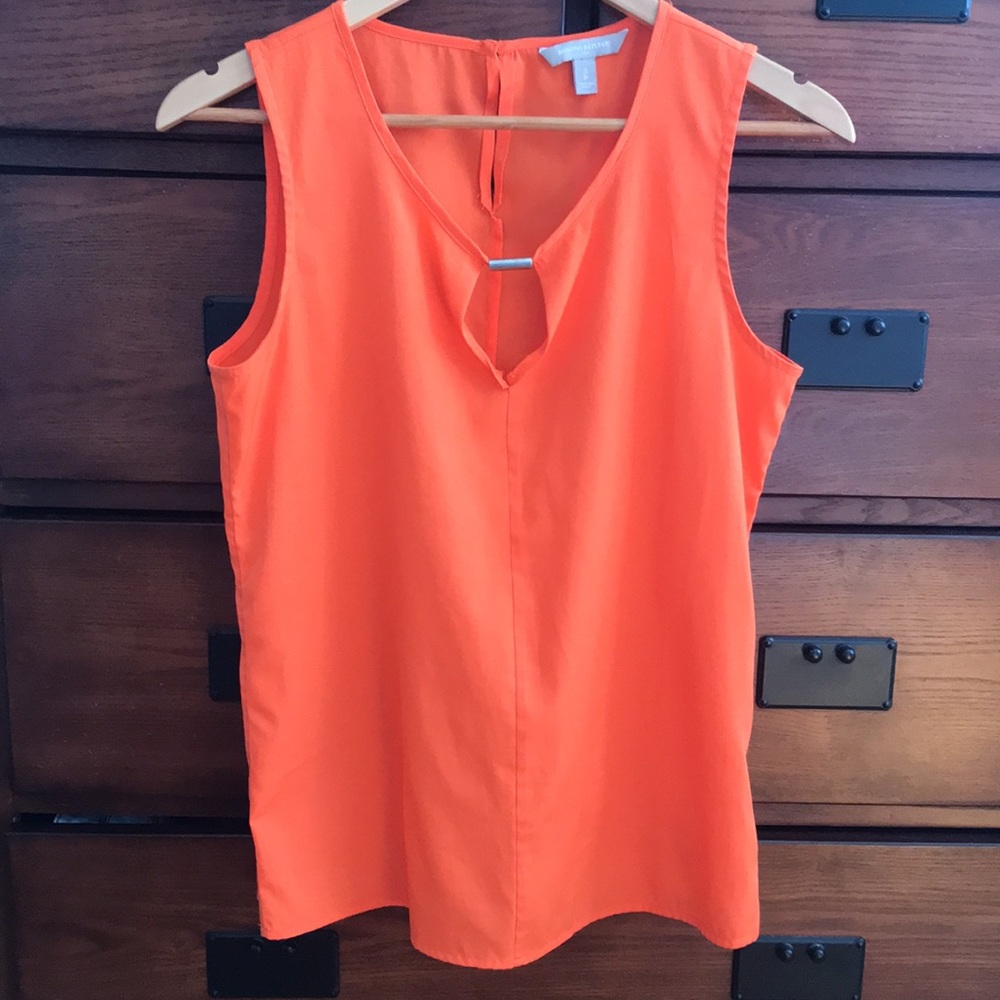 Banana Republic Polyester Semi Sheer Orange Keyhole Sleeveless Tank, Size Small